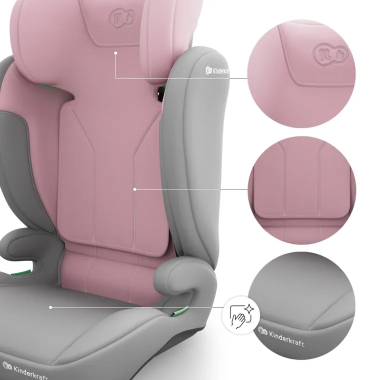 Kinderkraft, I-Spark 2 Plus, i-Size, fotelik samochodowy, pink, 100-150 cm