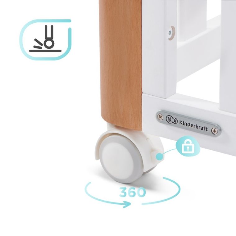 Kinderkraft, Koya, łóżeczko niemowlęce z funkcją kojca + materac, White