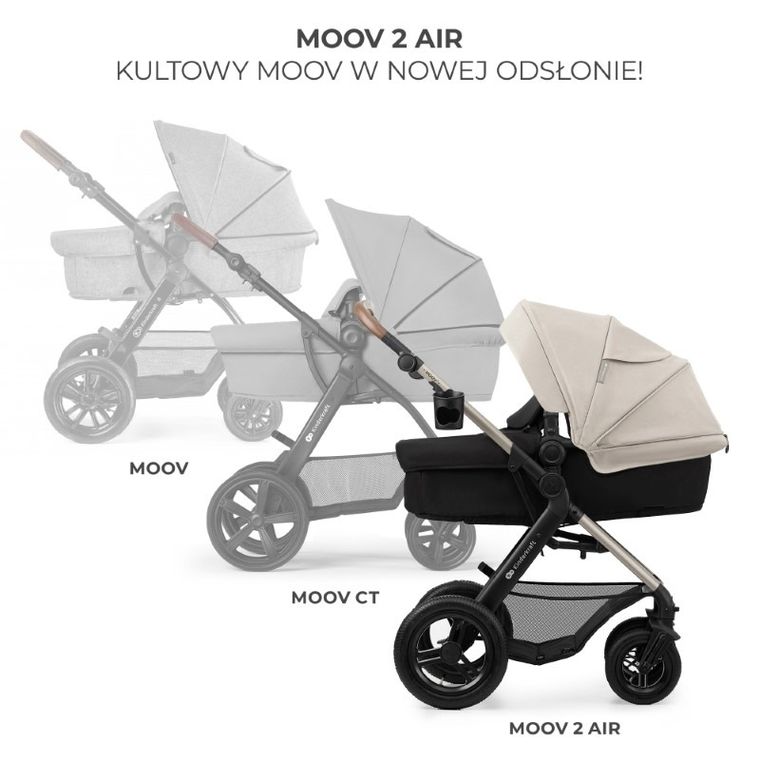 Kinderkraft, Moov 2, Air Wheels, wózek wielofunkcyjny 4w1, Moonlight Grey
