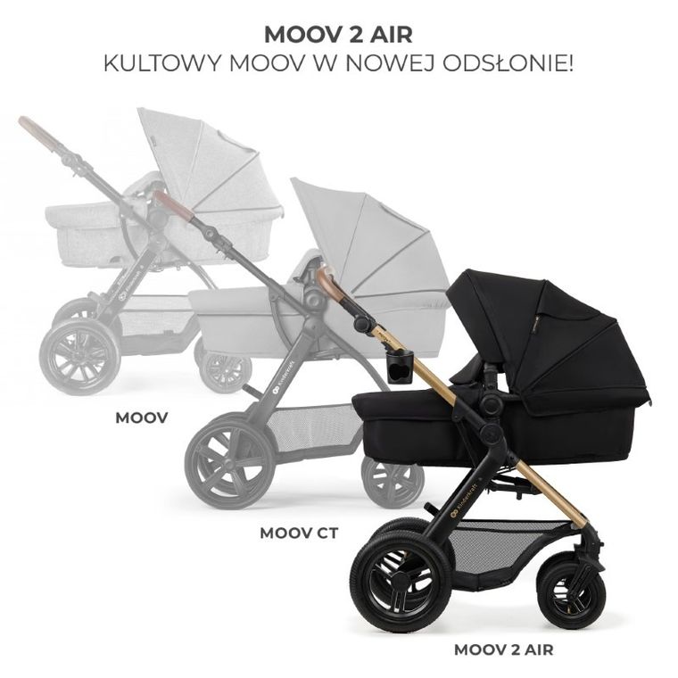 Kinderkraft, Moov 2, Air Wheels, wózek wielofunkcyjny 4w1, Pure Black