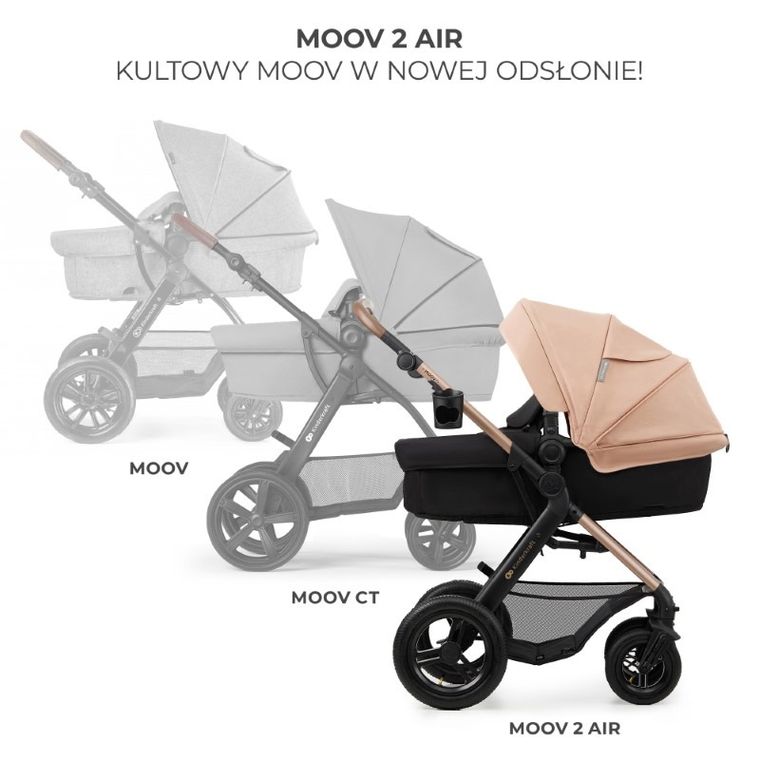 Kinderkraft, Moov 2, Air Wheels, wózek wielofunkcyjny 4w1, Sand Beige