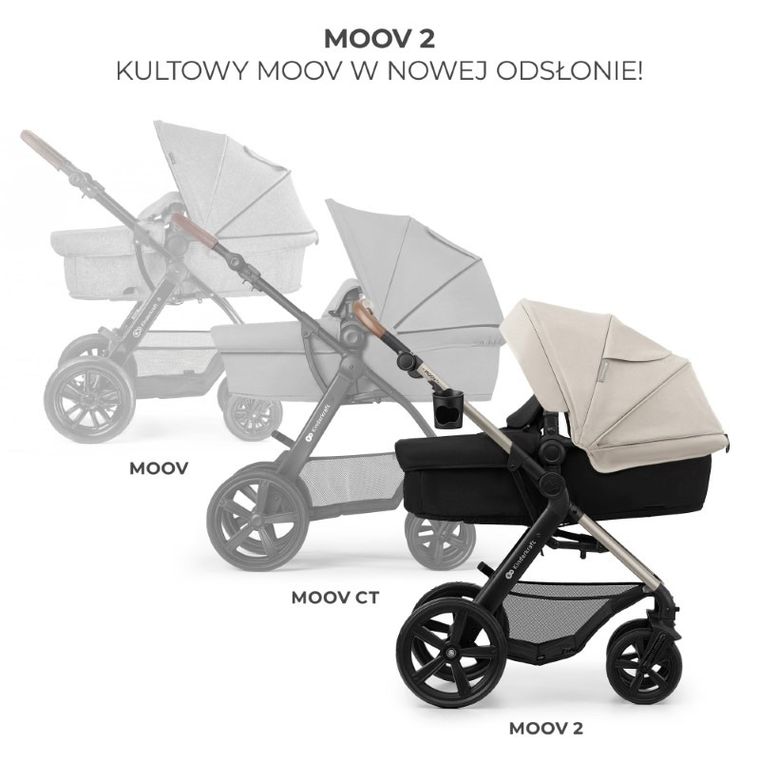 Kinderkraft, Moov 2, Eva Wheels, wózek wielofunkcyjny 4w1, Moonlight Grey