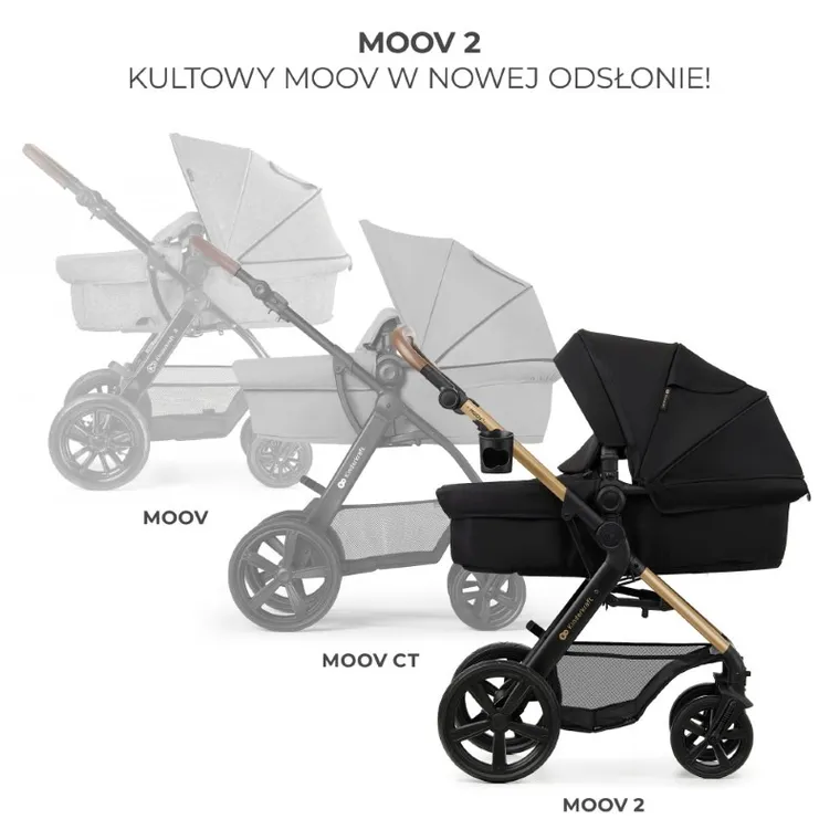 Kinderkraft, Moov 2, Eva Wheels, wózek wielofunkcyjny 4w1, Pure Black