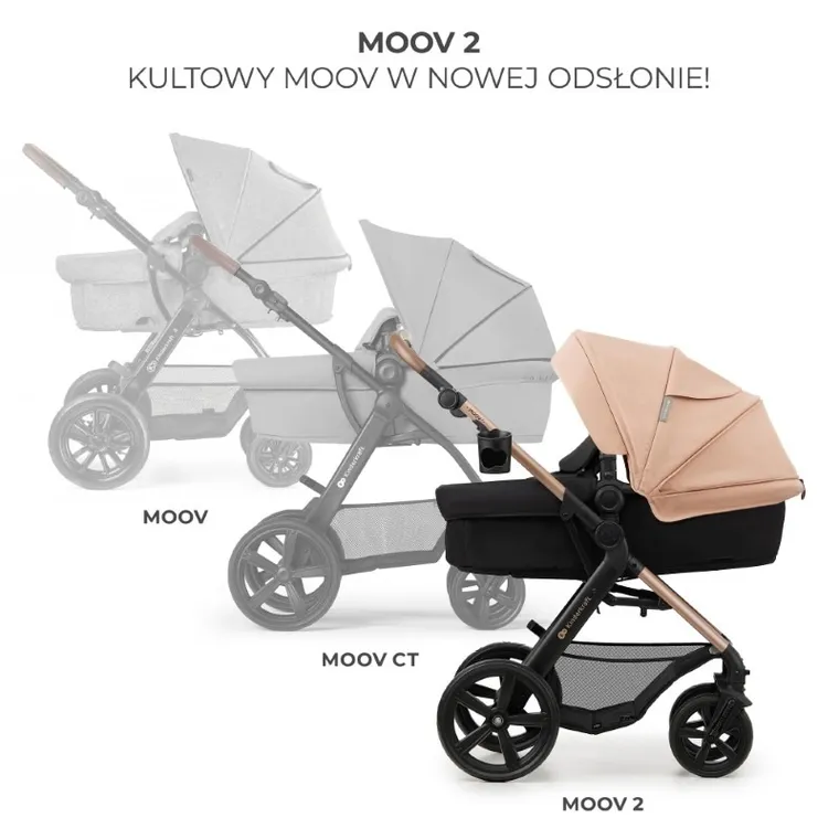 Kinderkraft, Moov 2, Eva Wheels, wózek wielofunkcyjny 4w1, Sand Beige