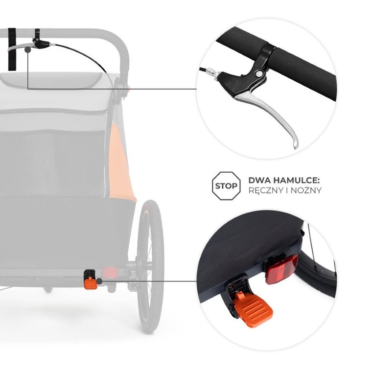 Kinderkraft, Nava, przyczepka rowerowa, wózek, sunny orange