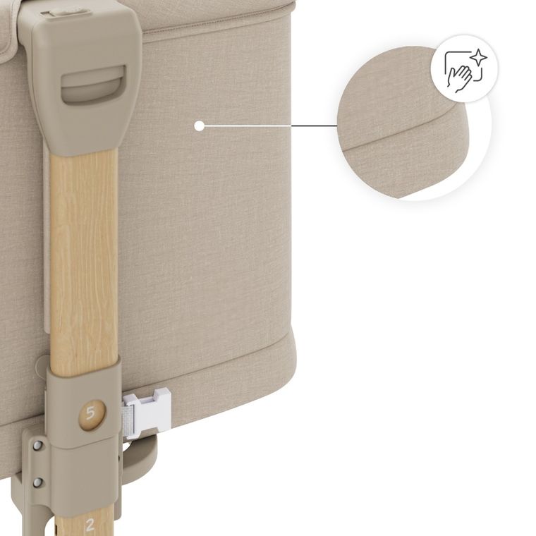 Kinderkraft, Nestee Grow 2, łóżeczko dostawne, beige wood