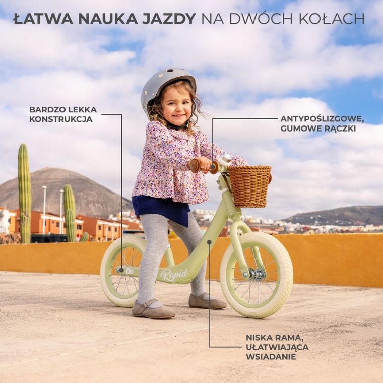 Kinderkraft, Rapid 2, rowerek biegowy, savannah green