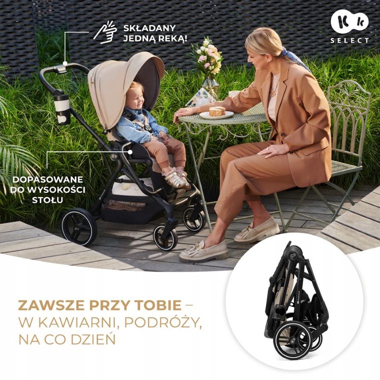 Kinderkraft, Yoxi, Mink Pro, wózek wielofunkcyjny 3in1, Sand Beige