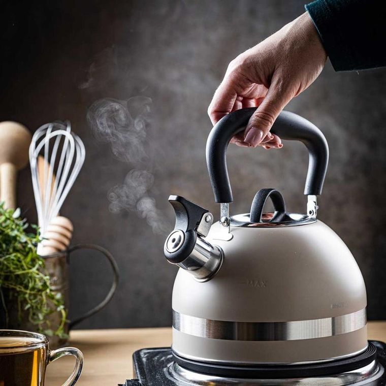 Kinghoff, czajnik z gwizdkiem, beżowy, 1,8l