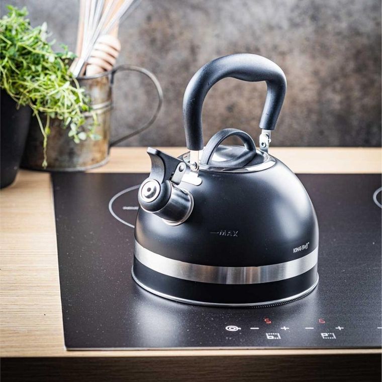 Kinghoff, czajnik z gwizdkiem, czarny, 1,8l