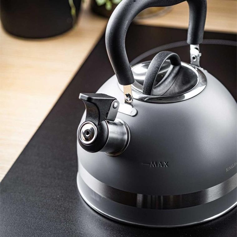 Kinghoff, czajnik z gwizdkiem, szary, 1,8l