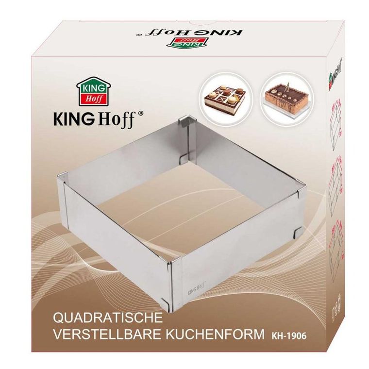 Kinghoff, forma regulowana, rant do ciast tortów, kwadratowa