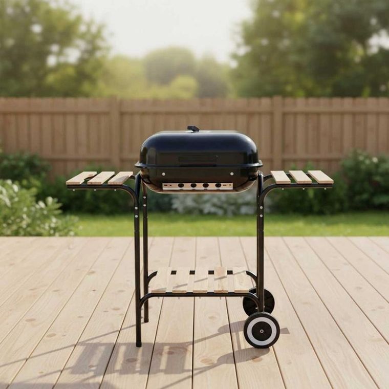 Kinghoff, grill węglowy na kółkach z półkami, kh-2034