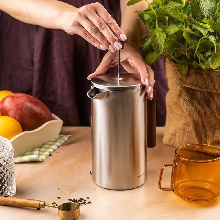 Kinghoff, stalowy zaparzacz tłokowy do kawy, herbaty, 1l, kh-1995