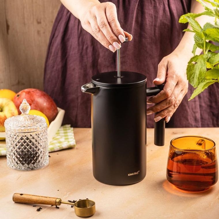 Kinghoff, stalowy zaparzacz tłokowy do kawy, herbaty, 1l, kh-1996