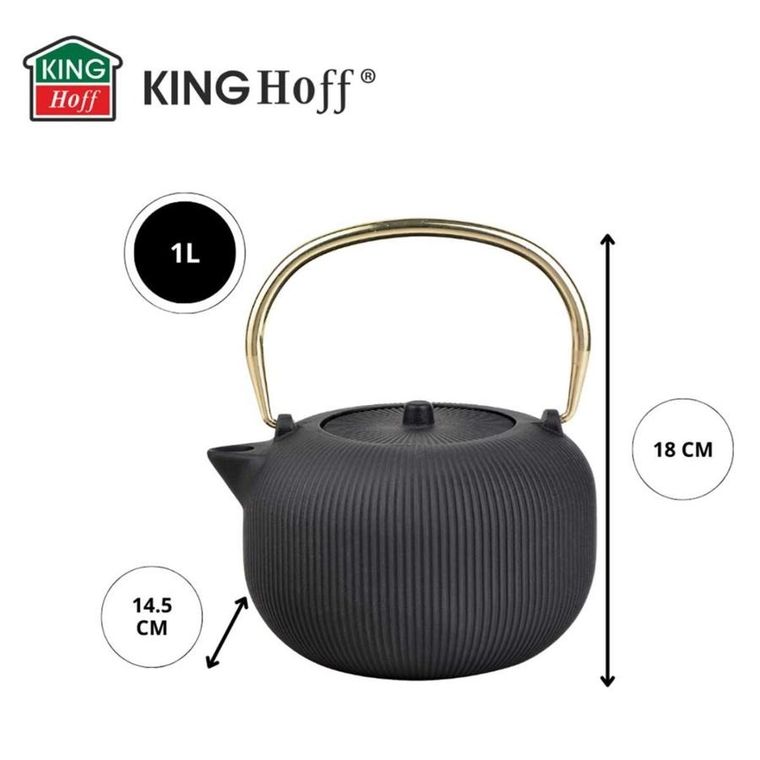 Kinghoff, zaparzacz żeliwny imbryk z filtrem, 1l