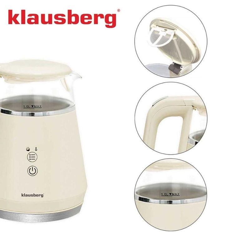 Klausberg, czajnik elektryczny LED z regulacją temperatury, 1l