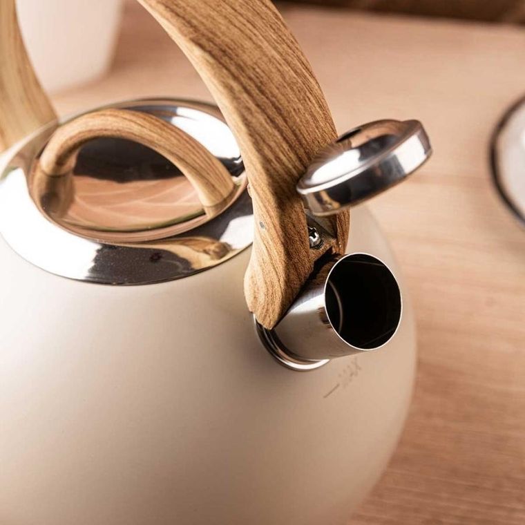 Klausberg, czajnik stalowy z gwizdkiem, beżowy mat, 3l, kb-7956