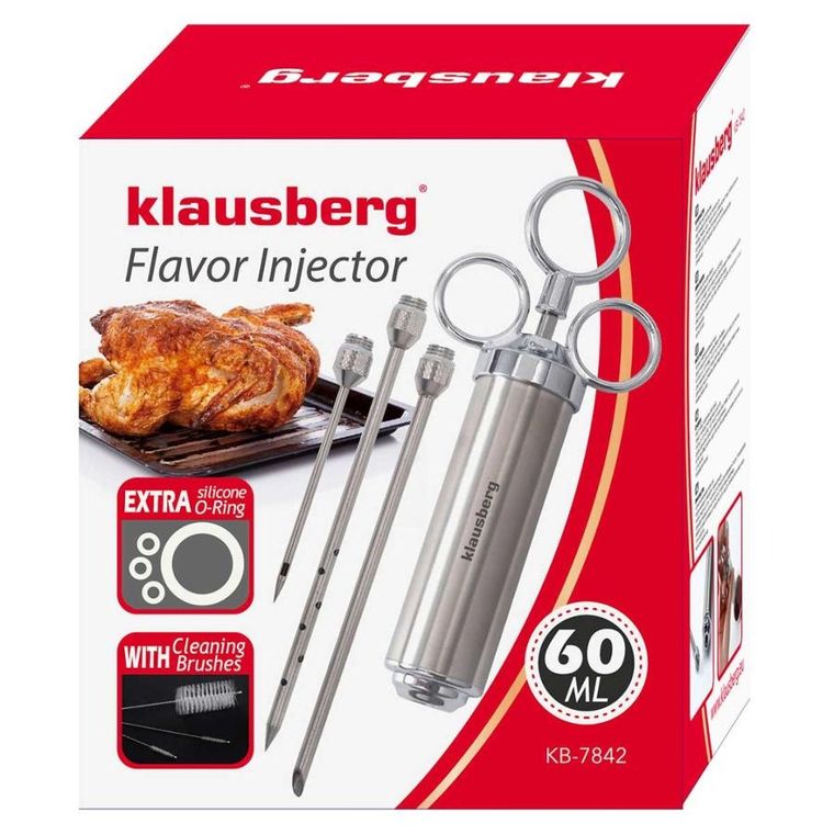 Klausberg, stalowa nastrzykiwarka do peklowania mięsa, 60 ml, KB-7842