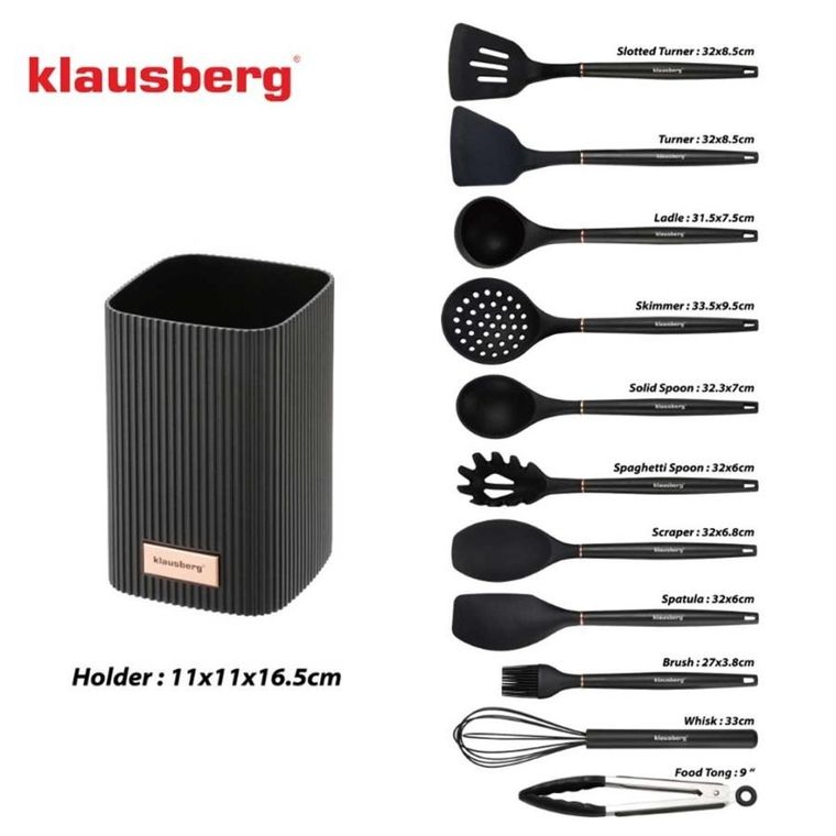 Klausberg, zestaw 12 silikonowych przyborów kuchennych w stojaku, kb-9011