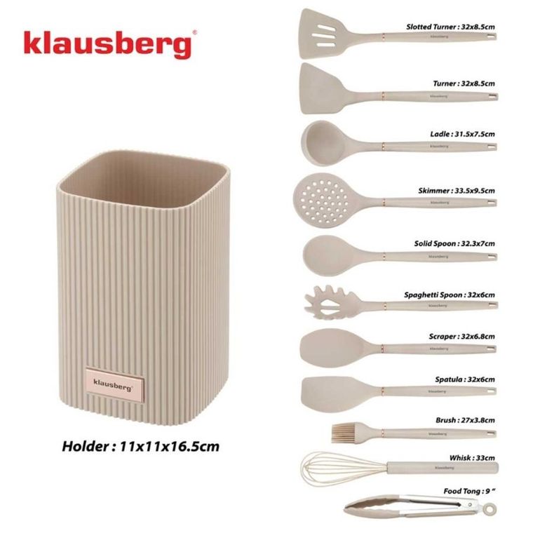Klausberg, zestaw 12 silikonowych przyborów kuchennych w stojaku, kb-9012
