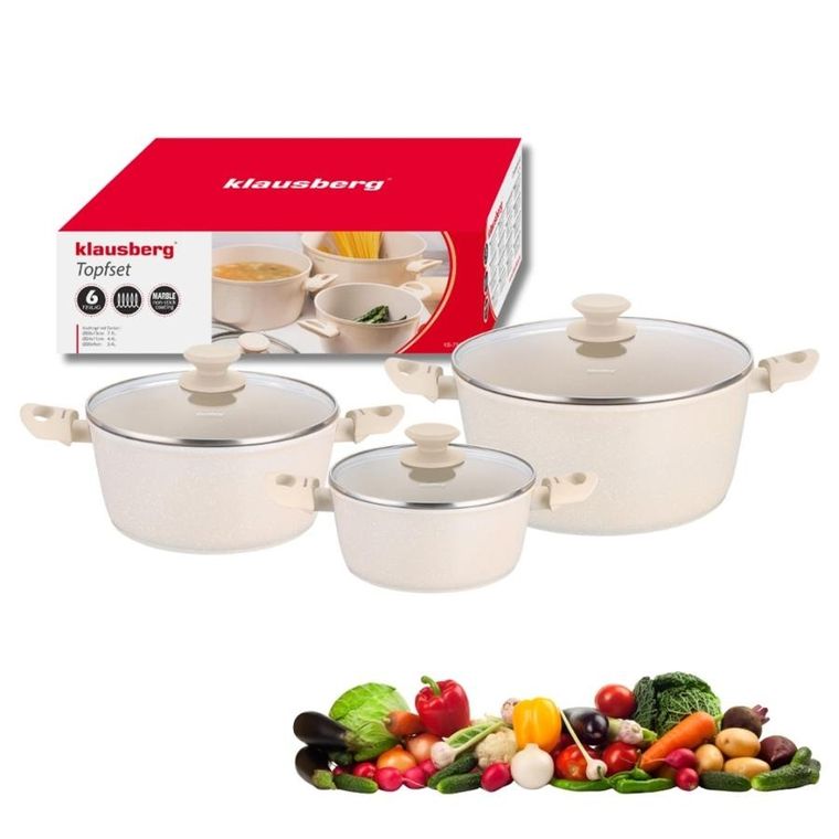 Klausberg, zestaw garnków marmurkowych, 6 elementów, kb-7960