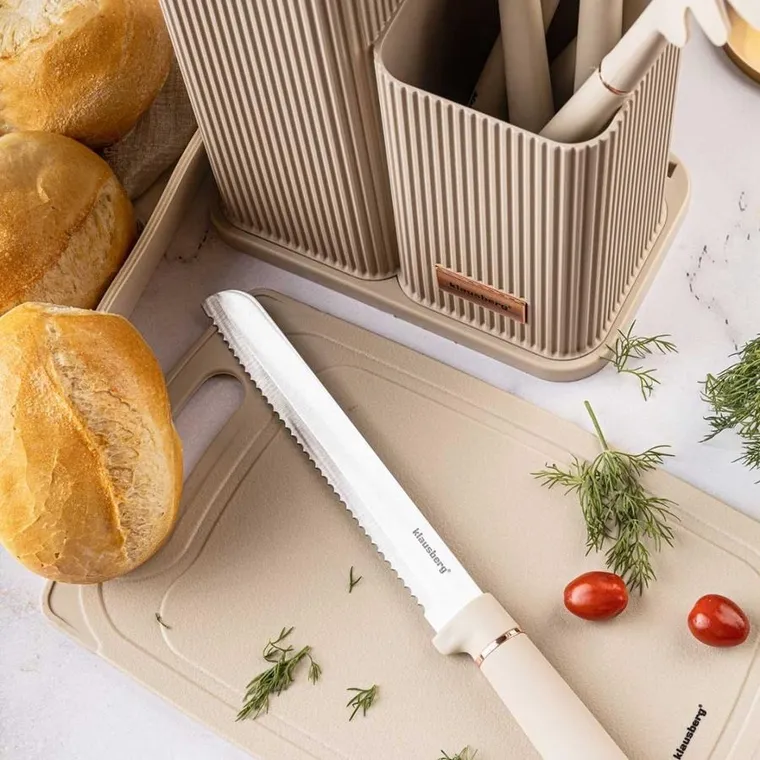 Klausberg, zestaw noży i przyborów kuchennych z deską w stojaku