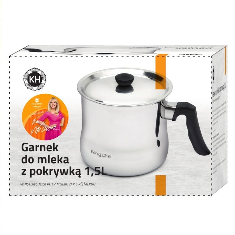 KönigHoffer, garnek do mleka z gwizdkiem i pokrywką, indukcja, 1,5l
