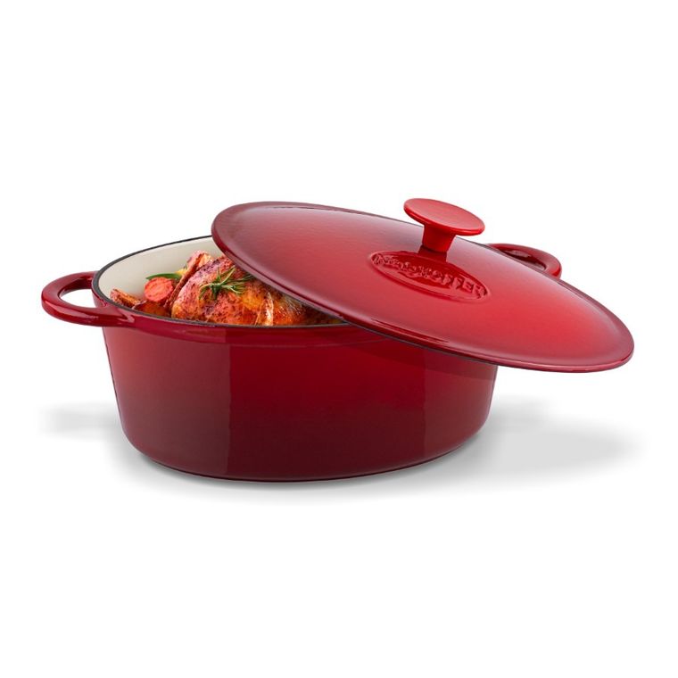 Könighoffer, gęsiarka żeliwna, emaliowana, owalna, czerwona, 4 l, 26-21-11,2 cm