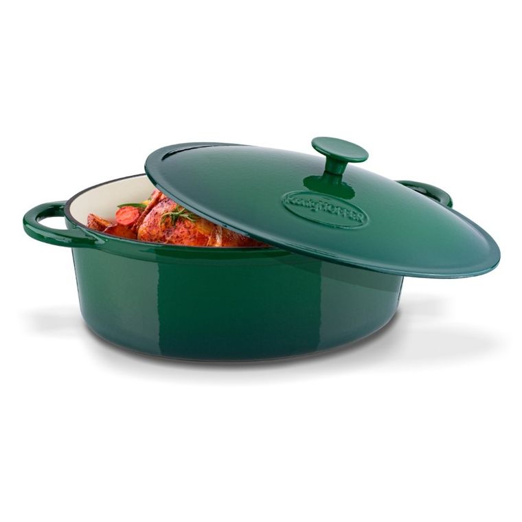 Könighoffer, gęsiarka żeliwna, emaliowana, owalna, szmaragdowa, 6,4 l, 32,5-25-11,8 cm