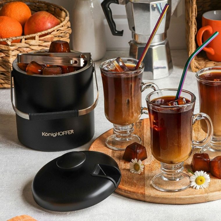 Könighoffer, Lugo, wiaderko do lodu ze szczypcami, czarny mat, 1,3l