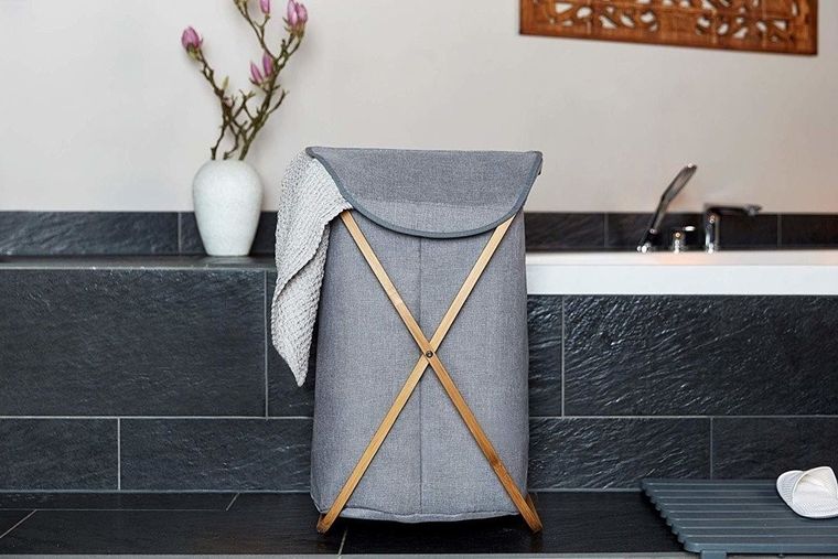 Kosz na pranie, Bahari, na składanym stelażu, 79 l, 68-46-40 cm