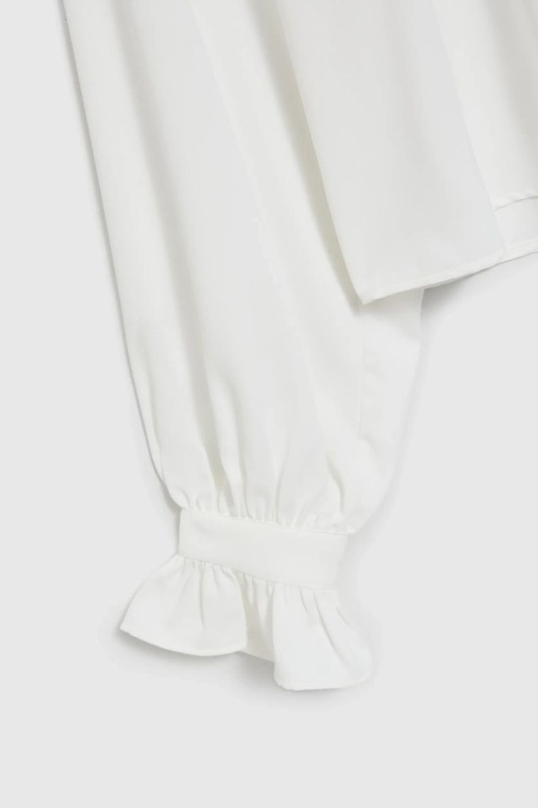 Koszula damska z długim rękawem, biała, Moodo