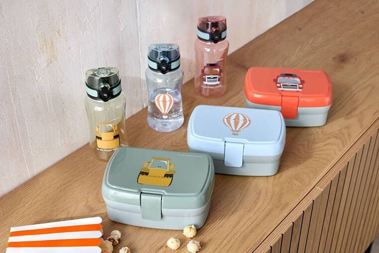 Lassig, Tiny Drivers, lunchbox + bidon, tritanowa butelka, 460 ml, Balon