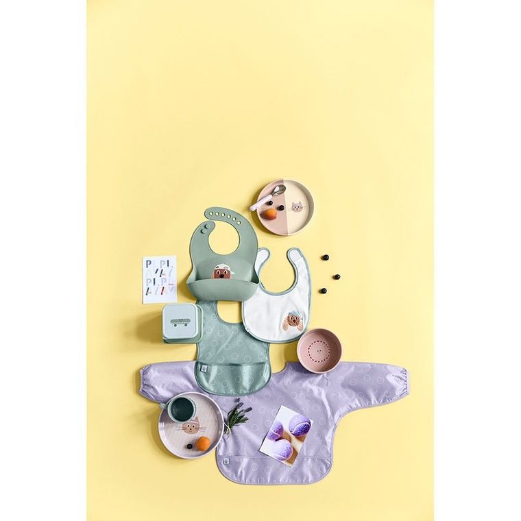 Lassig, Tiny Team, zestaw śliniaków z długim rękawem, kotek, 6m+