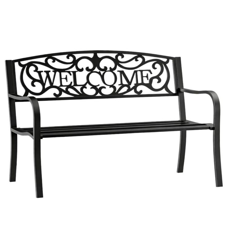 Lean Toys, ławka ogrodowa, metalowa, czarna, 127 cm