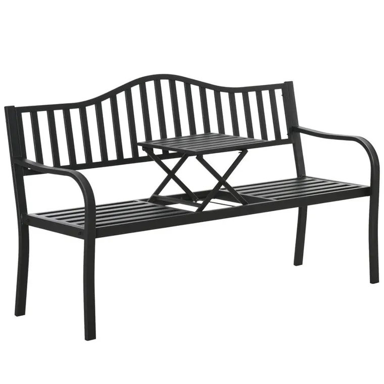Lean Toys, ławka ogrodowa, metalowa, czarna, 150 cm