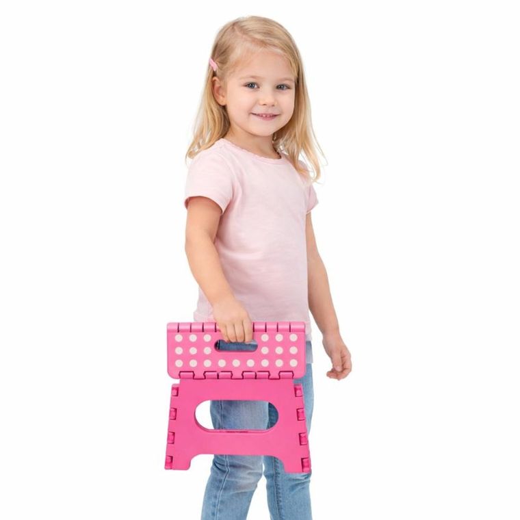 Lean Toys, stołek, składany podnóżek antypoślizgowy, różowy, 24-19 cm