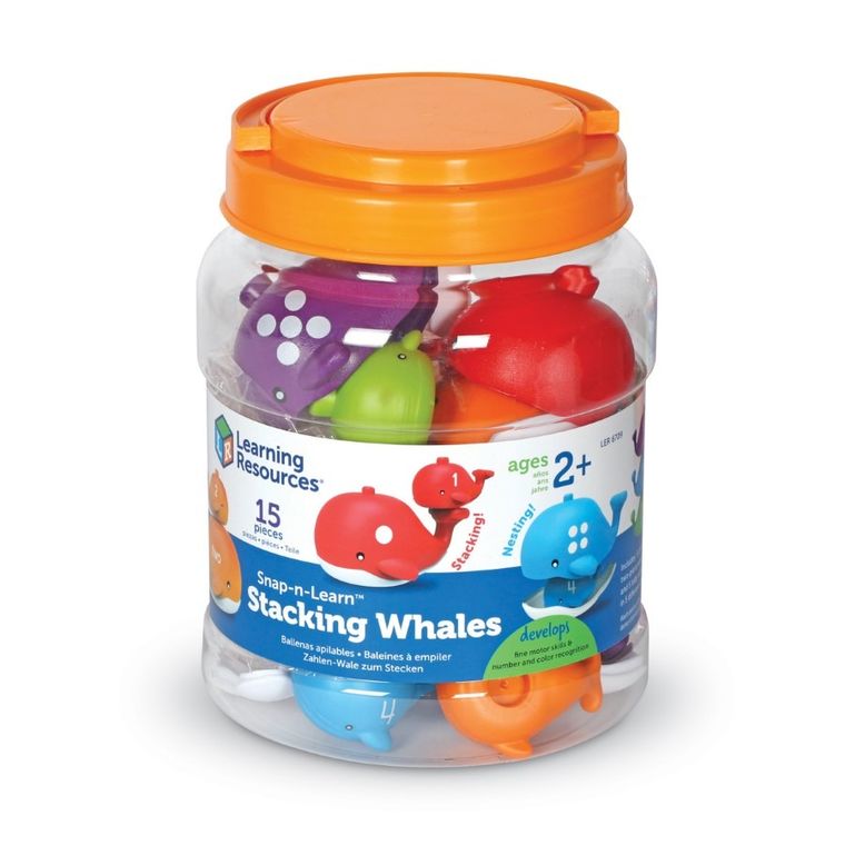 Learning Resources, Snap & Learn, Wieloryby, figurki do nauki liczenia i poznawania kolorów, zestaw edukacyjny, 10 szt.