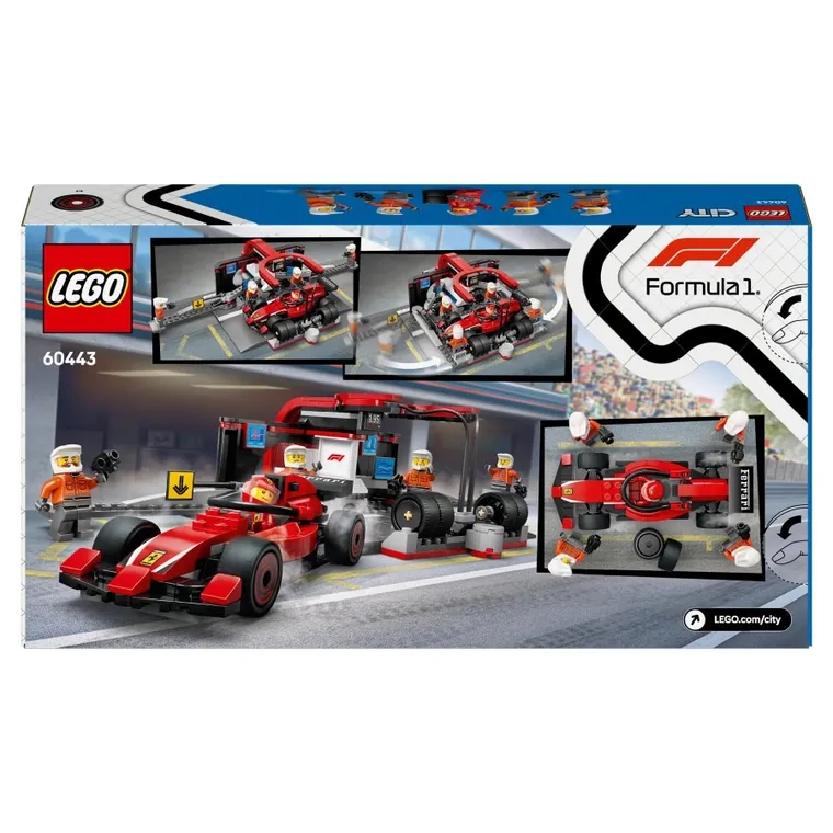 LEGO City, F1 Pit stop i mechanicy z bolidem Ferrari, 60443