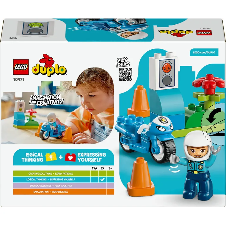LEGO DUPLO, Niebieski motocykl policyjny, 10471
