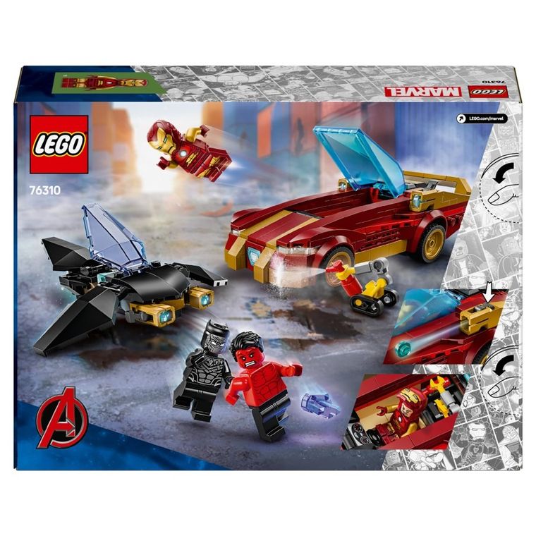 LEGO Marvel, Auto Iron Mana i Czarna Pantera kontra Czerwony Hulk, 76310