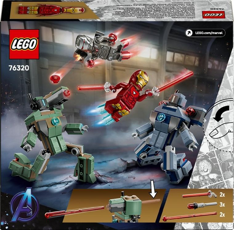 LEGO Marvel, Iron Man i War Machine kontra drony Hammera, 76320