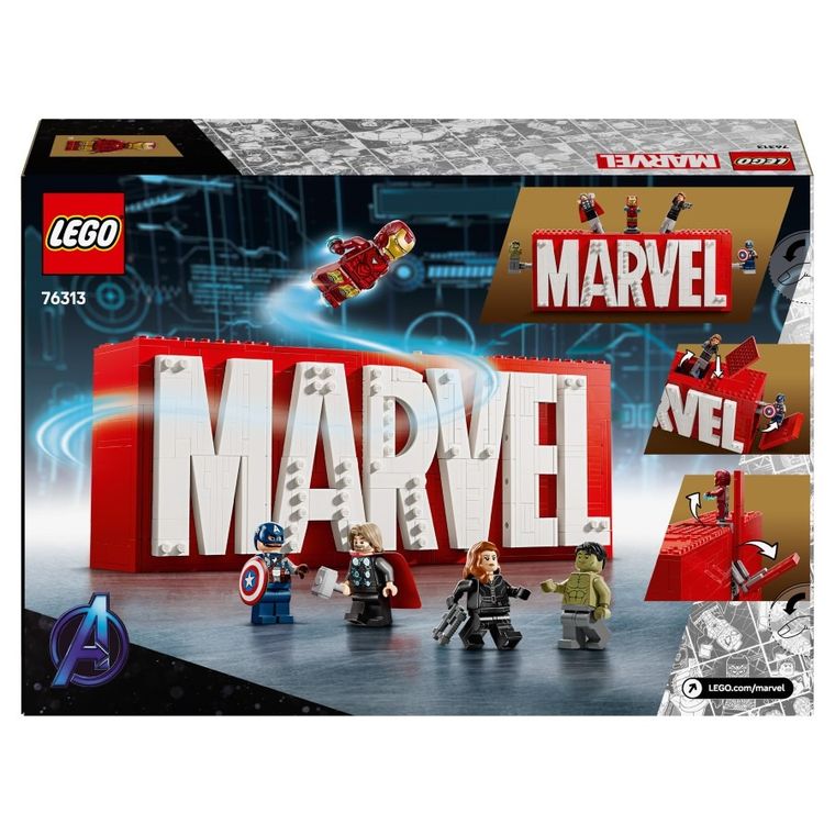 LEGO Marvel, Logo MARVEL z minifigurkami, 76313