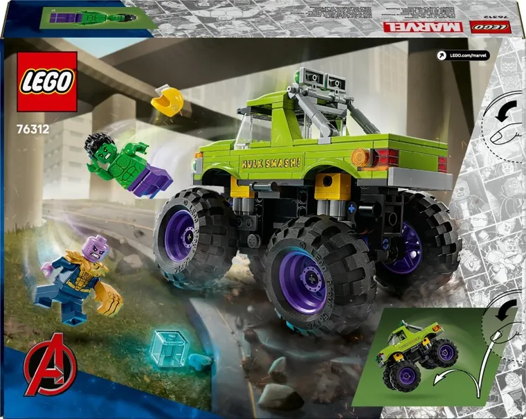 LEGO Marvel, Monster truck Hulka kontra Thanos, 76312