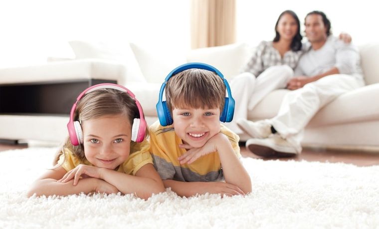 Lenco, słuchawki dziecięce bluetooth z naklejkami, niebieskie