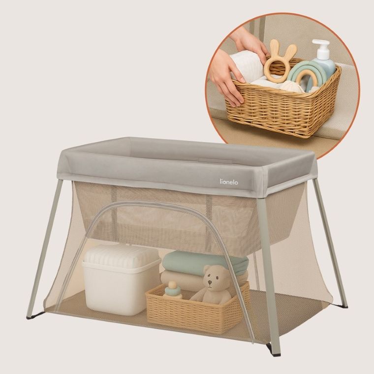 Lionelo, Alice, łóżeczko turystyczne, 3w1, Beige Olive