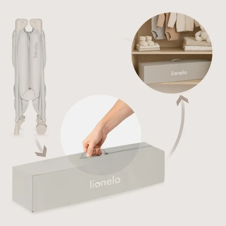 Lionelo, Amelie, kompaktowe łóżeczko turystyczne, beige sand