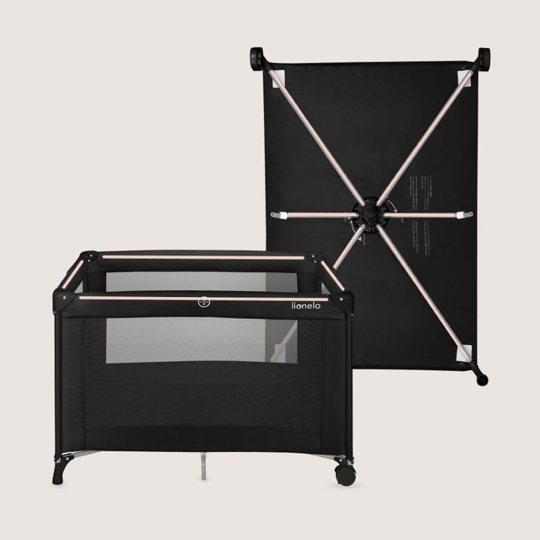 Lionelo, Amelie, kompaktowe łóżeczko turystyczne, black carbon
