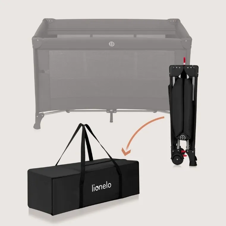 Lionelo, Ellen, łóżeczko turystyczne z funkcją dostawki, 3w1, black